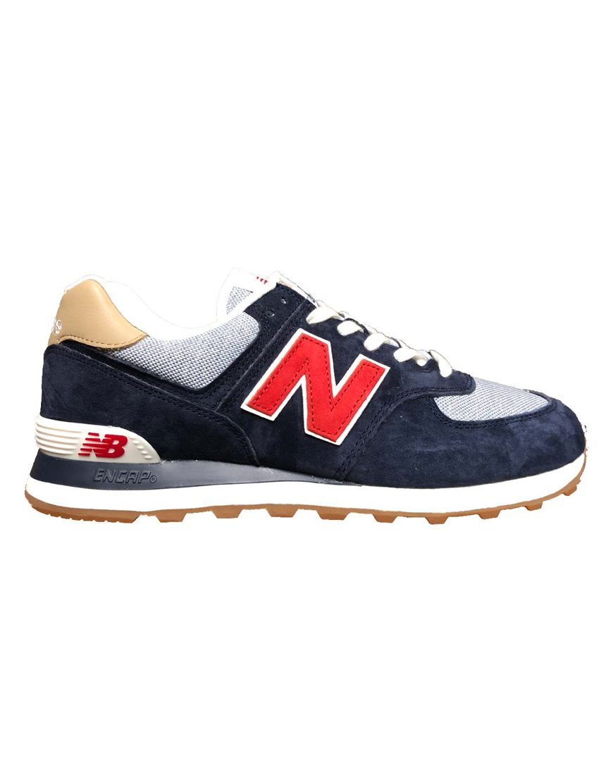 NEW BALANCE ML 574 PTR NAVY RED SNEAKERS BLU CON LOGO ROSSO