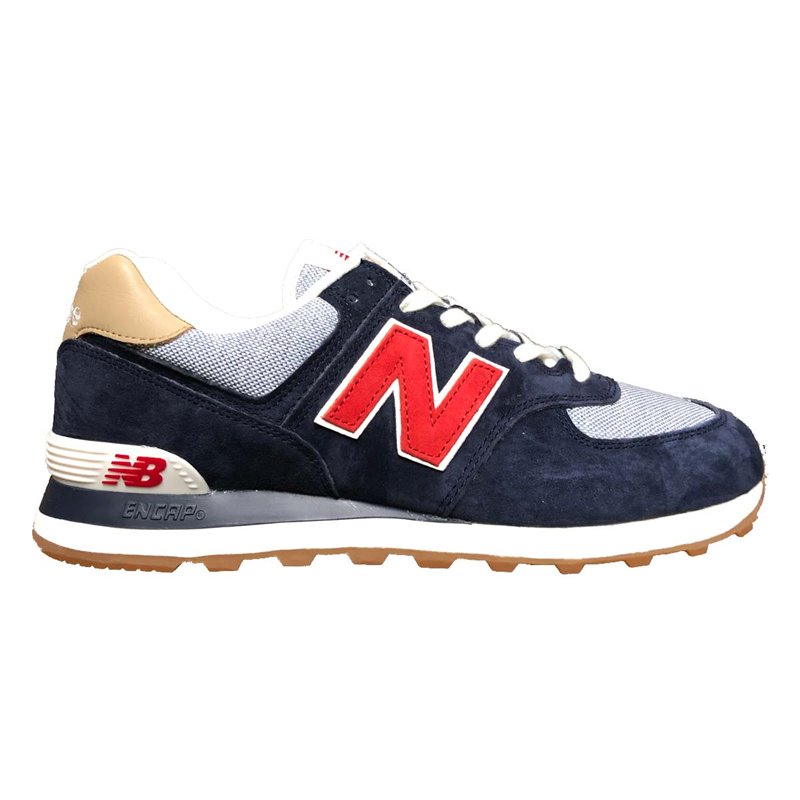 NEW BALANCE ML 574 PTR NAVY RED SNEAKERS BLU CON LOGO ROSSO NEW BALANCE ML 574 PTR NAVY RED SNEAKERS BLU CON LOGO ROSSO