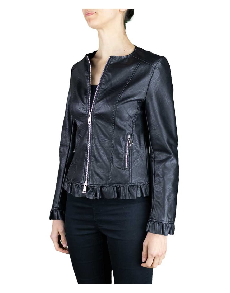 giubbotto in pelle nero donna